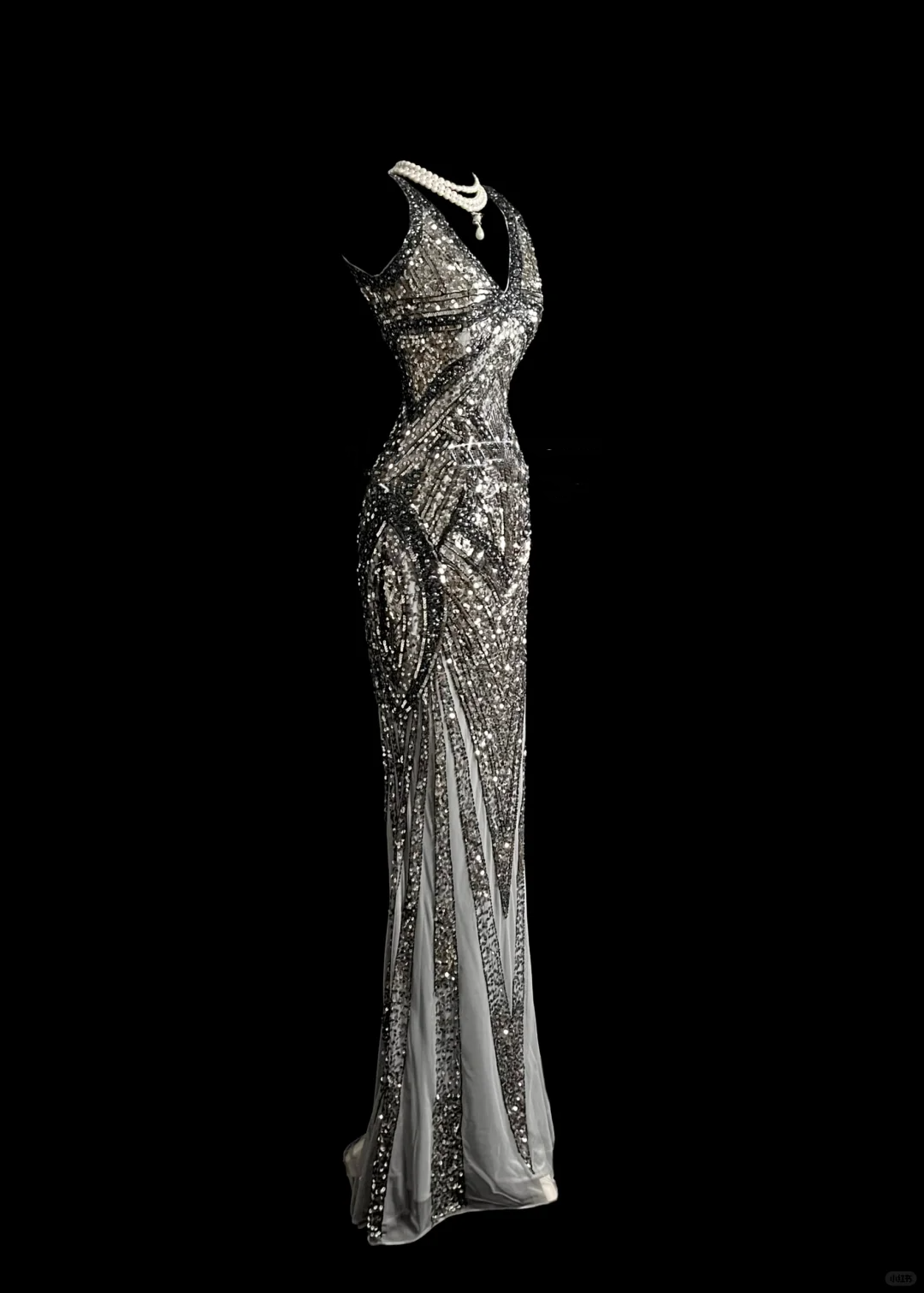 Elegant Glamour Mermaid V Neck Sequin Gray Backless Long Prom Dresses Party Dress Evening Dress DP910