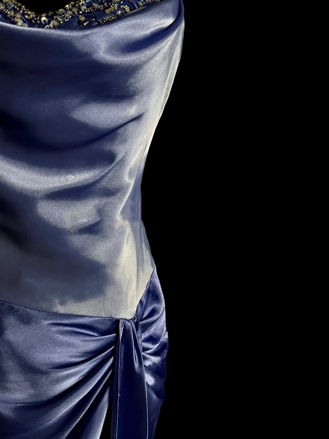 Vintage Mermaid Spaghetti Straps Satin Long Prom Dresses Ruffles Evening Gowns Evening Dress DP938