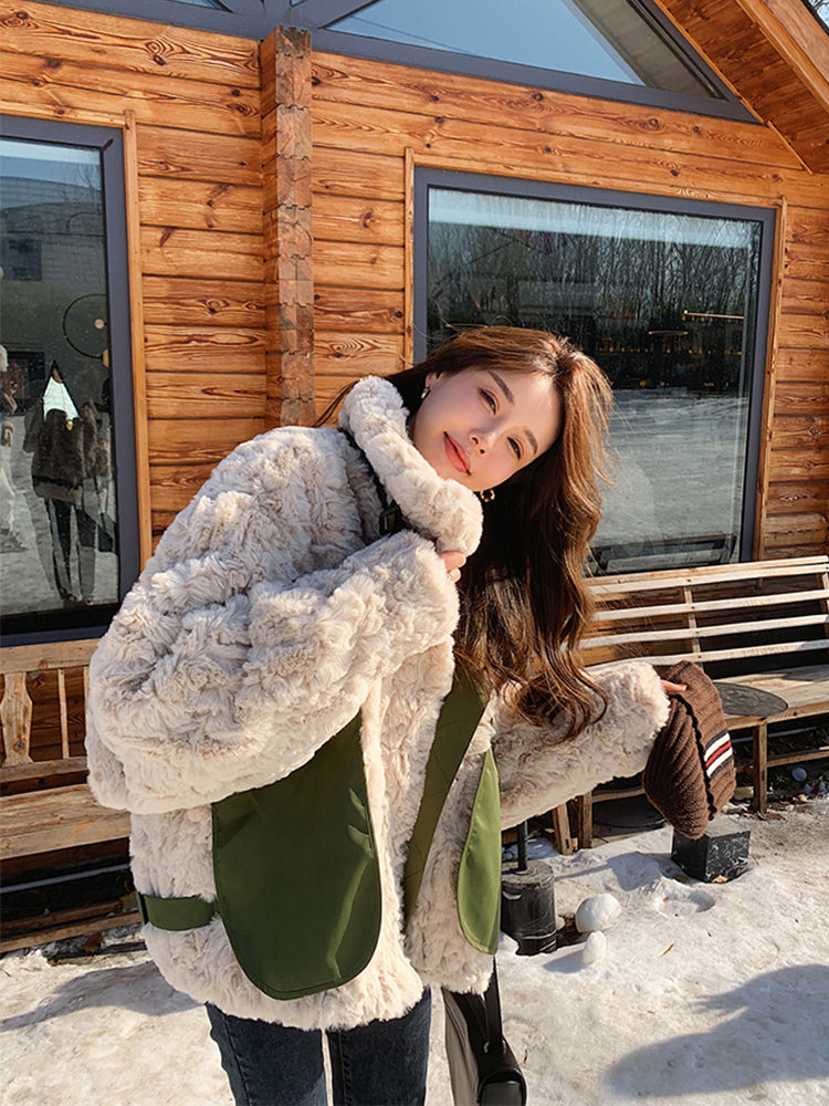 Cute Padded Jacket With Imitation Mink Fur ED0084