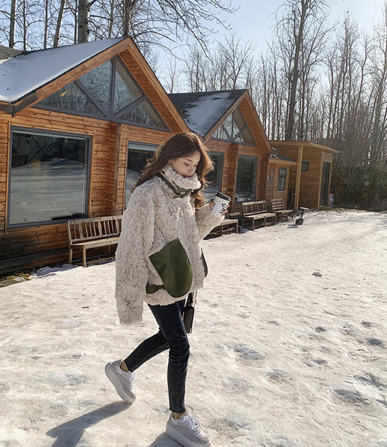 Cute Padded Jacket With Imitation Mink Fur ED0084