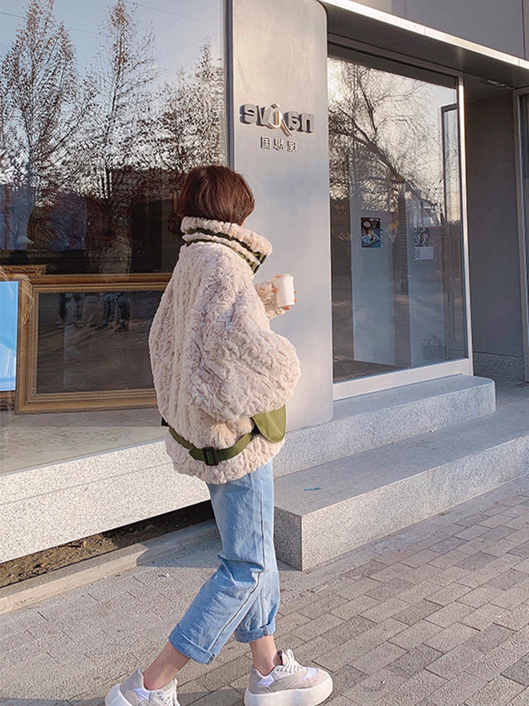 Cute Padded Jacket With Imitation Mink Fur ED0084