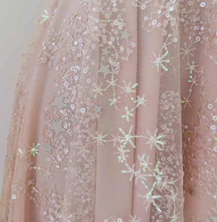 Light pink A-line tulle sequin short prom dress, light pink homecoming dress ED01040