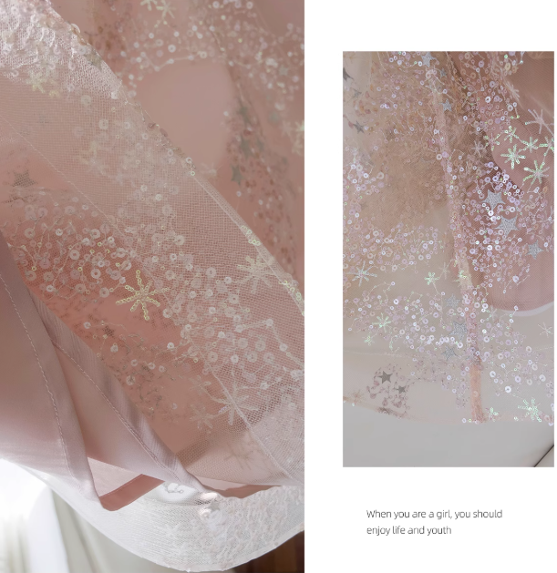 Light pink A-line tulle sequin short prom dress, light pink homecoming dress ED01040