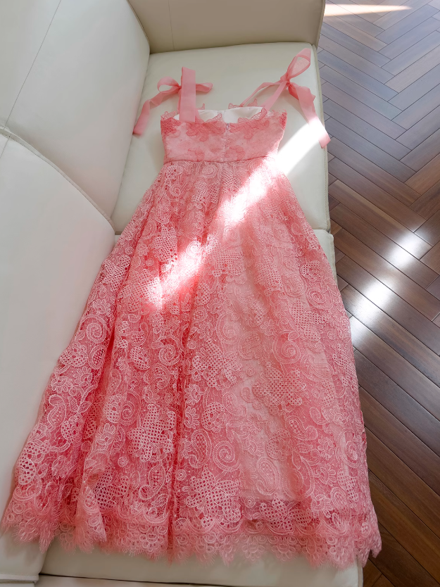 Pink A-line tulle lace short prom dress, pink homecoming dress ED01043