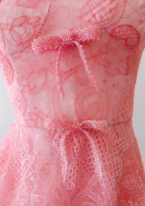 Pink A-line tulle lace short prom dress, pink homecoming dress ED01043