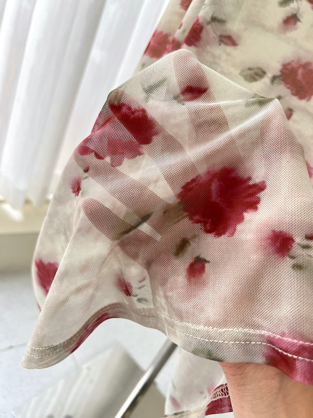 French red floral sling tea dress ED01047