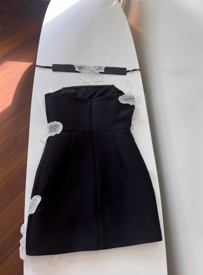 Strapless Black A-Line Short Prom Dress Homecoming Dress ED01117