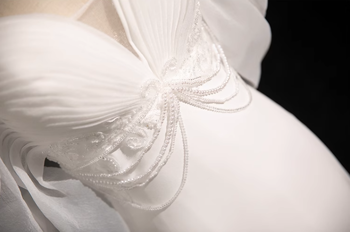 Mermaid V Neckline Satin Tulle White Long Prom Dress, White Wedding Dress ED01139