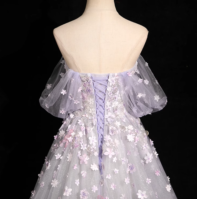 Purple A-line sweetheart neck tulle sequin long prom dress, purple formal long dress ED01144