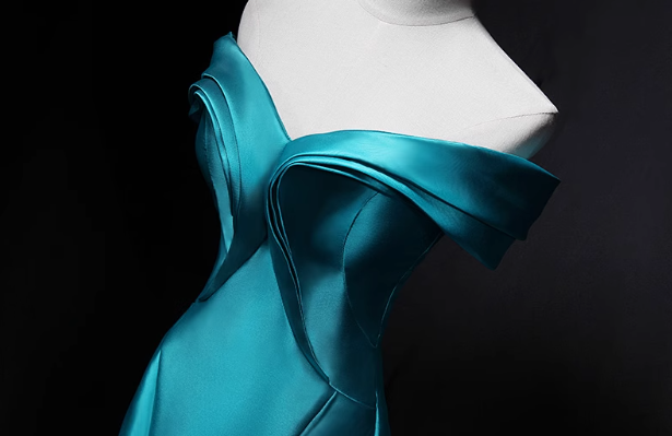 Blue mermaid off-shoulder satin long prom dress,blue formal long dress ED01177