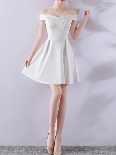 Simple Off Shoulder Dress Elegant Banquet Dress ED01185