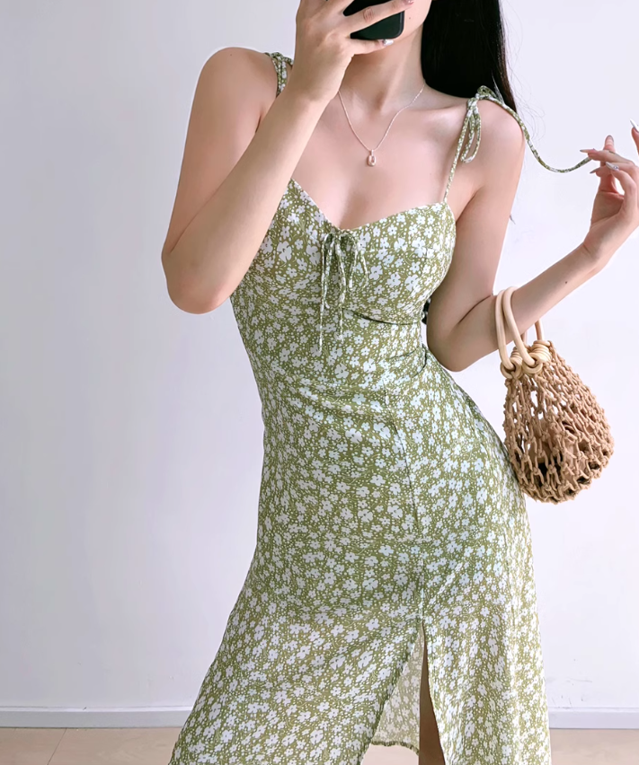 French print suspender dress ED01191