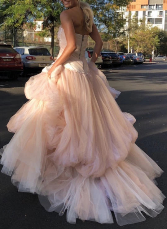 Light pink tulle long prom dress, pink tulle formal dress ED01288