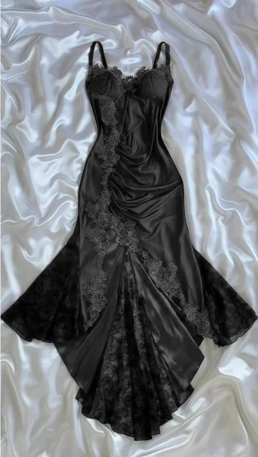 Sexy Navy Blue Mermaid Lace Prom Dress Party Dress SH1237