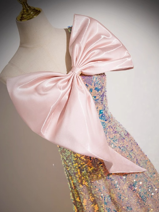 Champagne A-line Strapless Sequined Long Prom Dress, Sweet 16 Dress ED01357