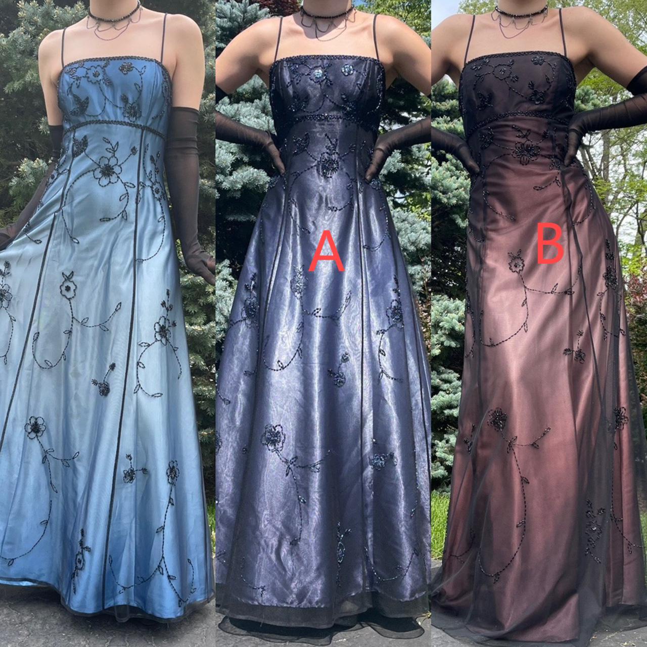 Vintage Blue Gradient Empire Prom Dresses Backless Romantic Beaded Evening Dresses ED01406
