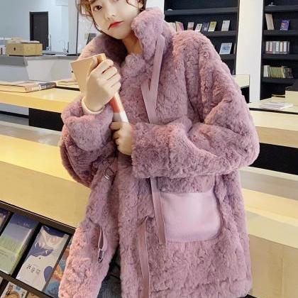 Cute Lamb Fur Padded Coat ED0144