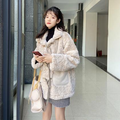 Cute Lamb Fur Padded Coat ED0144