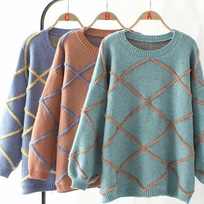 Cute Round Neck Long Sleeve Sweater ED0145