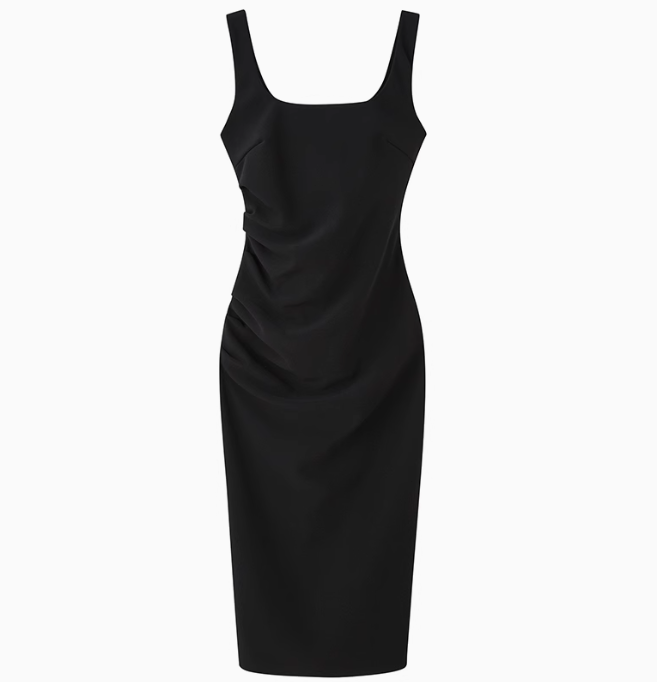 White/Black Sleeveless Square Neck Suspender Dress ED01483