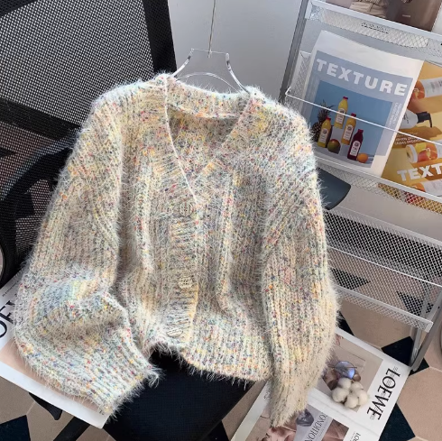 Retro Japanese floral V-neck Long-sleeved cardigan ED0149