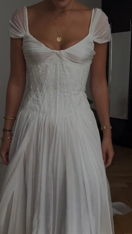 Elegant White A-Line Long Prom Dress Enchanted Chiffon Wedding Dress ED01511
