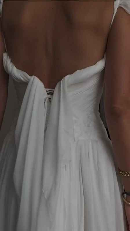 Elegant White A-Line Long Prom Dress Enchanted Chiffon Wedding Dress ED01511