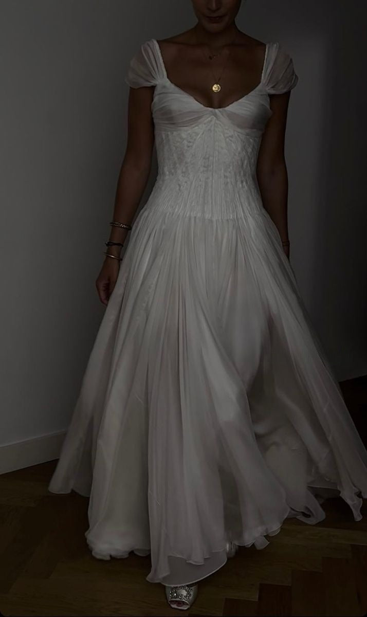 Elegant White A-Line Long Prom Dress Enchanted Chiffon Wedding Dress ED01511