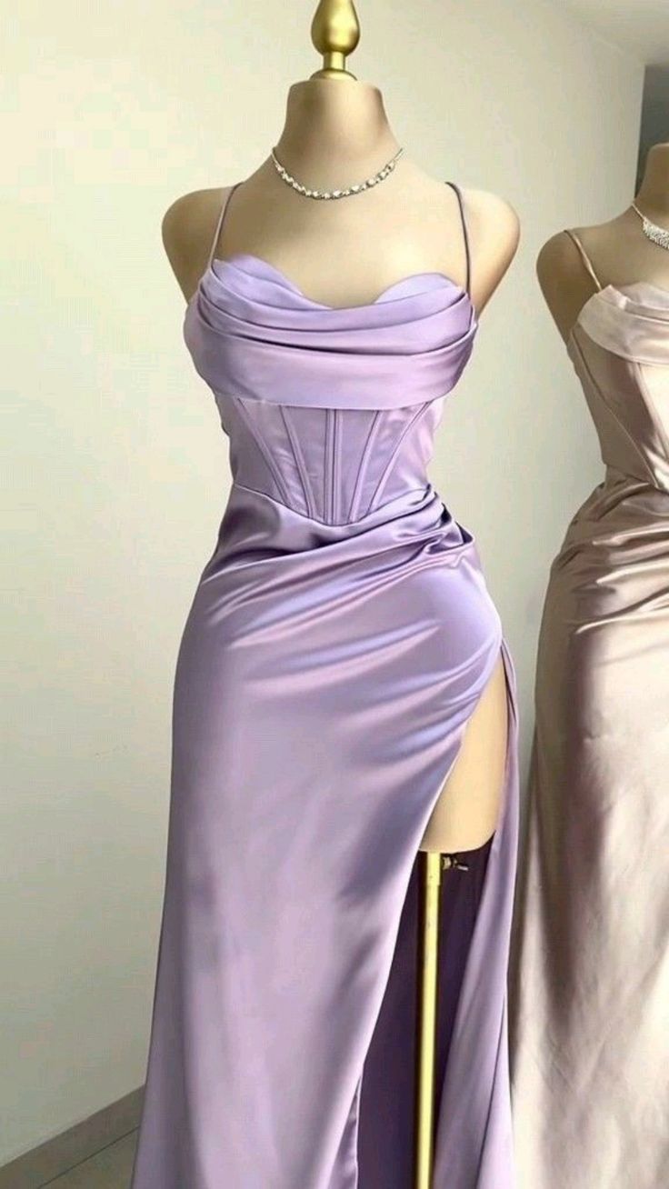 Dark Green Mermaid Satin Spaghetti Straps Long Prom Dress With Split ED01573
