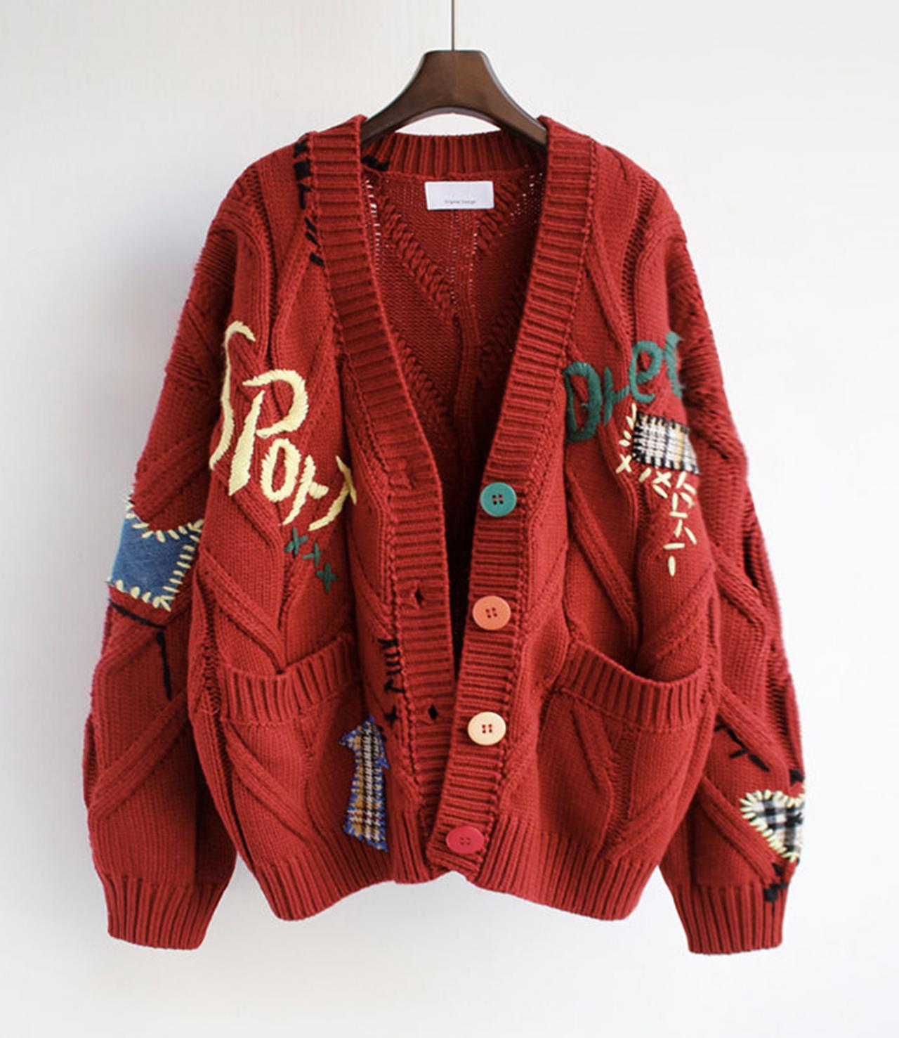 Fashionable contrast color cardigan coat ED0164