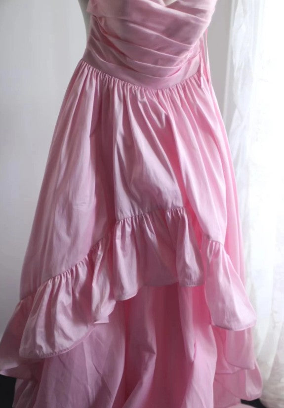 A-Line Spaghetti Strap Satin Long Wedding Dress Birthday Quinceanera Dress Prom Dress ED01712