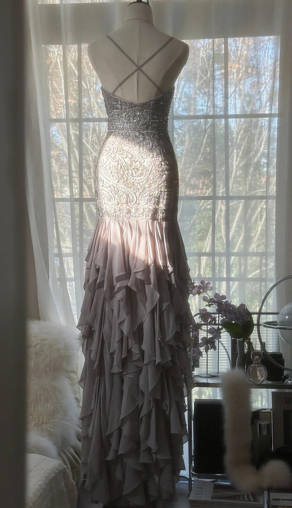 Elegant Purple Spaghetti Strap Appliques Bodycon Open Back Evening Dresses Chiffon Sequin Long Prom Dresses ED01720