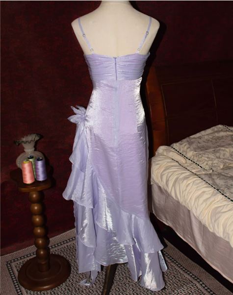 Sweet Blush Pink Spaghetti Straps Sleeveless Chiffon Prom Dress Vintage Birthday Evening Dress ED01881