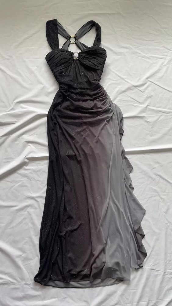 Affordable dresses under $160||Elegant Gradient Navy Blue Sheath Spaghetti Straps Sparkling Chiffon Prom Dress for Party ED01883