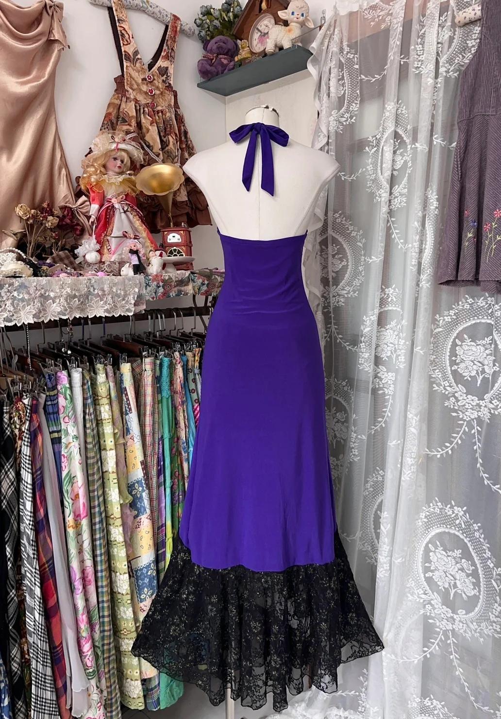 Beautiful Purple V-neck Lace Mermaid Long Prom Dress Backless Birthday Party Dress ED01889