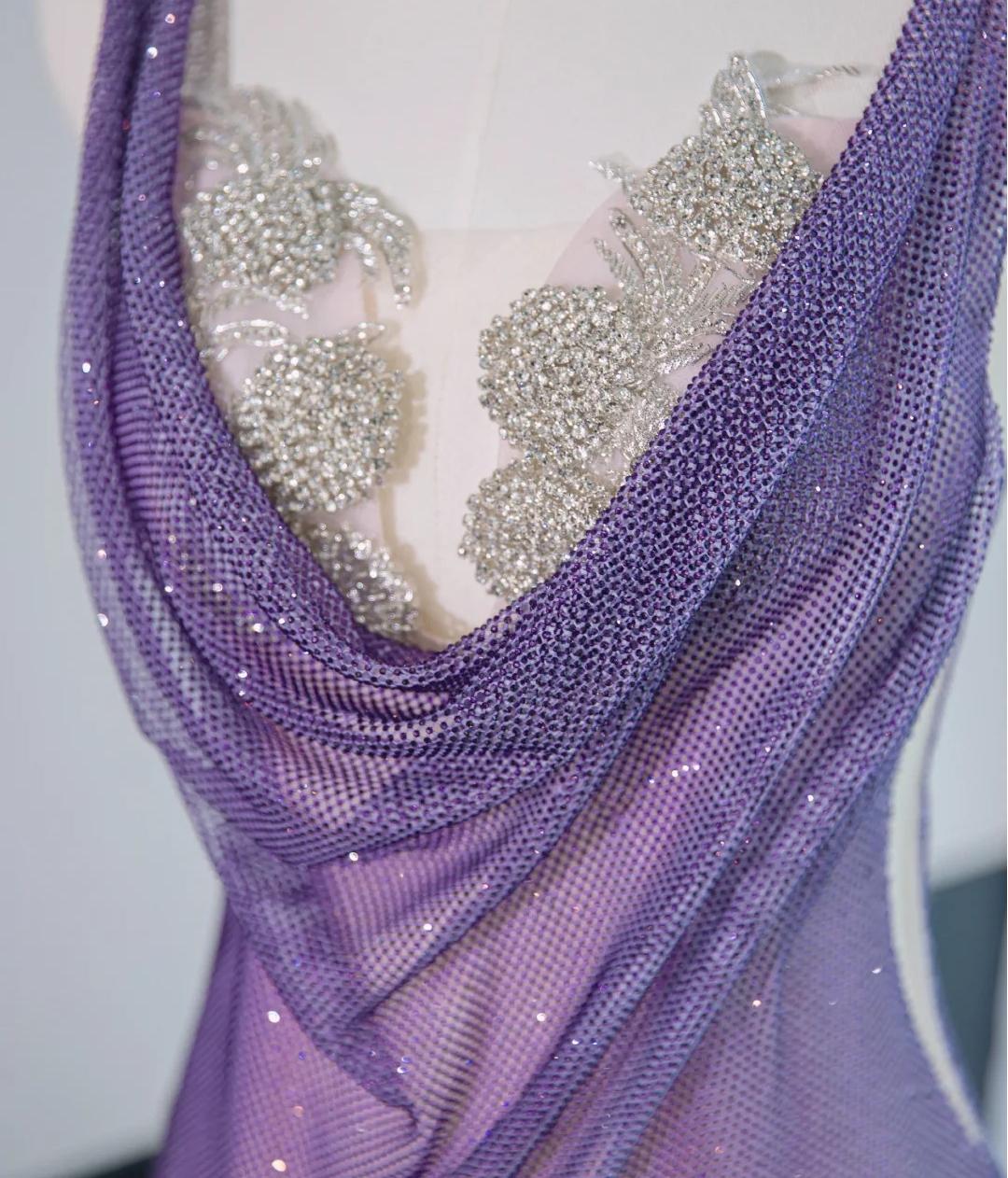 Noble Purple Mermaid Gown - Glitter Rhinestone Tulle Prom Dress for Special Ocassions ED01926