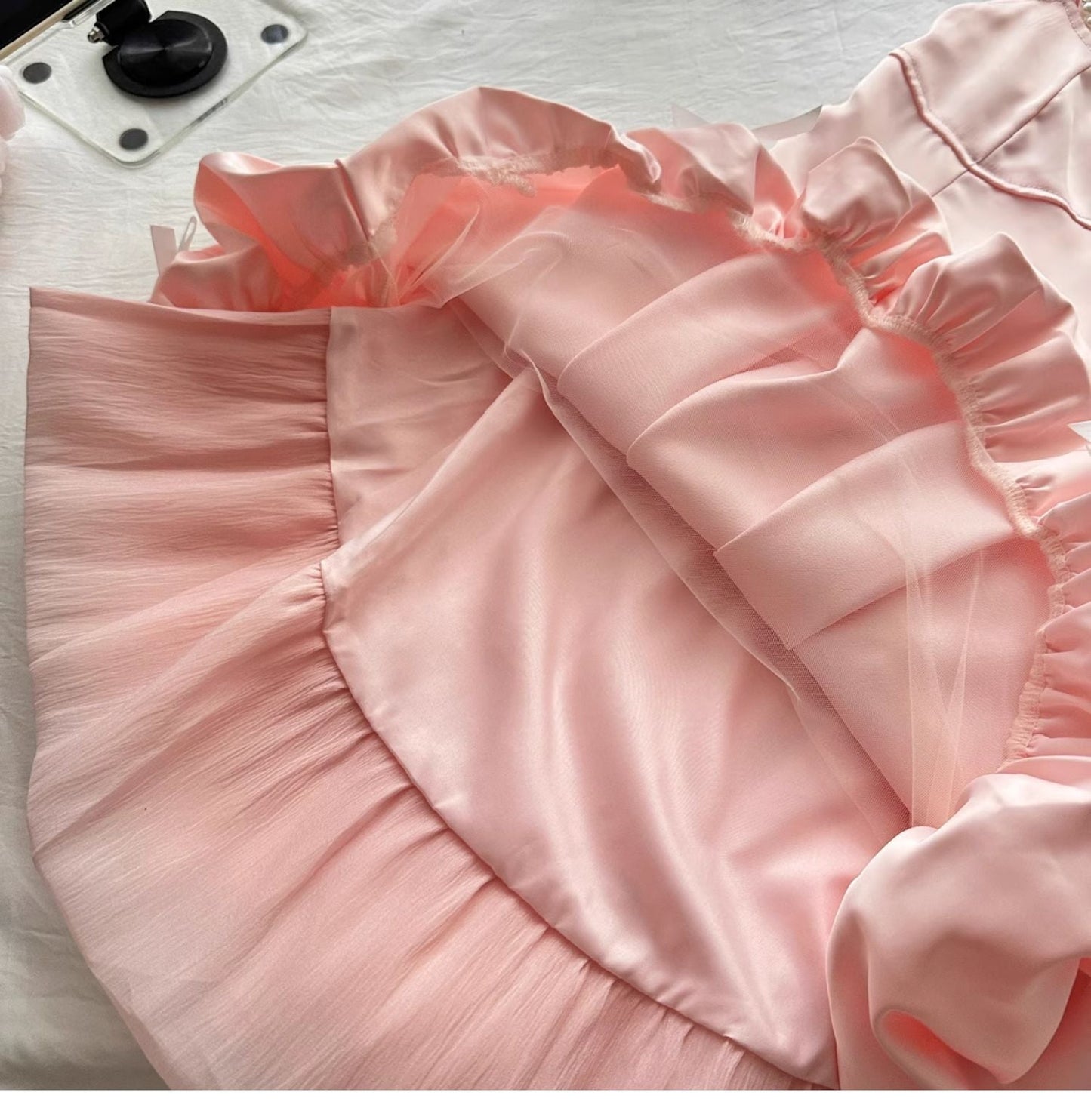 Fairytale🩷 Spring Pool Party Dress Pink Satin A-Line Short Prom Dress for Birthday &Homecoming ED01937
