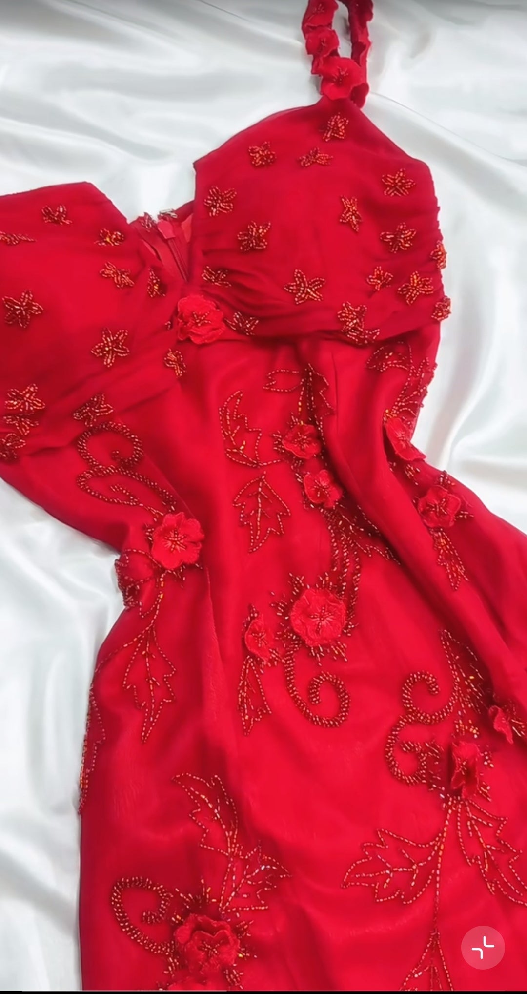 Retro Fairytale Red  Chiffon Prom Dress for Party&Birthday Glitter Beaded Applique Evening Gown  ED01954