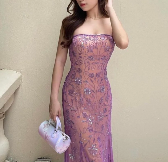 Vintage-Inspired Purple Chiffon Mermaid Prom Dresses Elegant Beaded Sleeveless Party Dresses ED01988