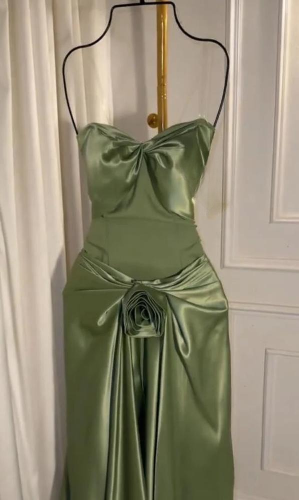 Sexy Green Strapless Mermaid Formal Dresses Sweetheart Evening Dresses Elegant Satin Long Prom Dresses ED02043