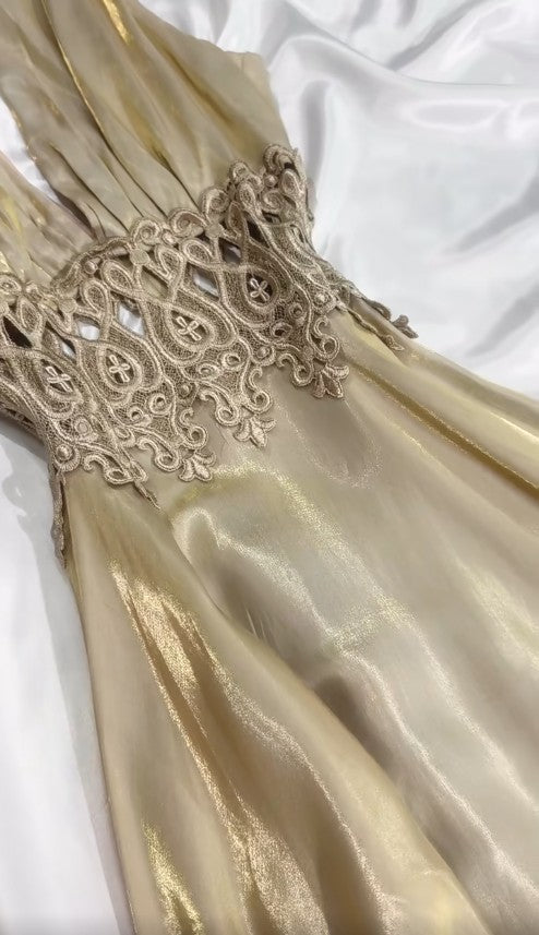 Gorgeous Glitter Satin Deep V A-Line Prom Dress Backless Party Dresses ED02078