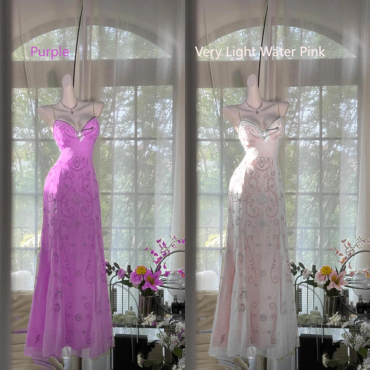 Gorgeous Butter Yellow Spaghetti Straps A-line Tulle Beaded Long Prom Dresses Backless Evening GownsED02094