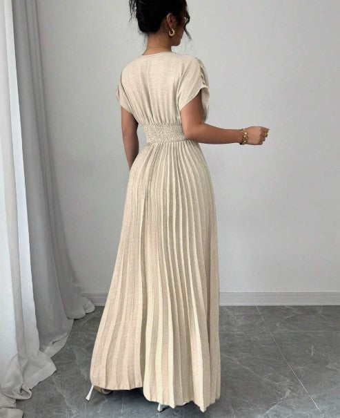 Elegant Deep V A-line Pleated Party Dresses Wedding Guest Dress ED02160