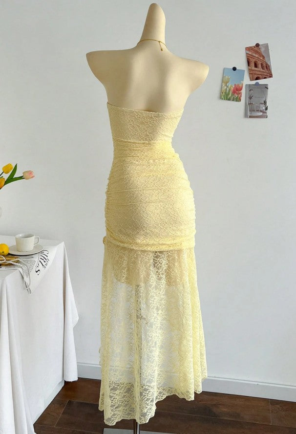 Gorgeous Royal Blue Lace Bodycon Short Party Dress Strapless Backless Evening Dress ED02165