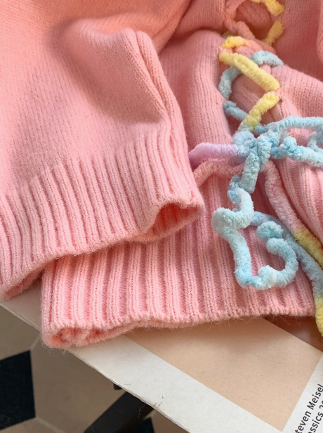 Preppy style polo collar sweet loose sweater ED0217