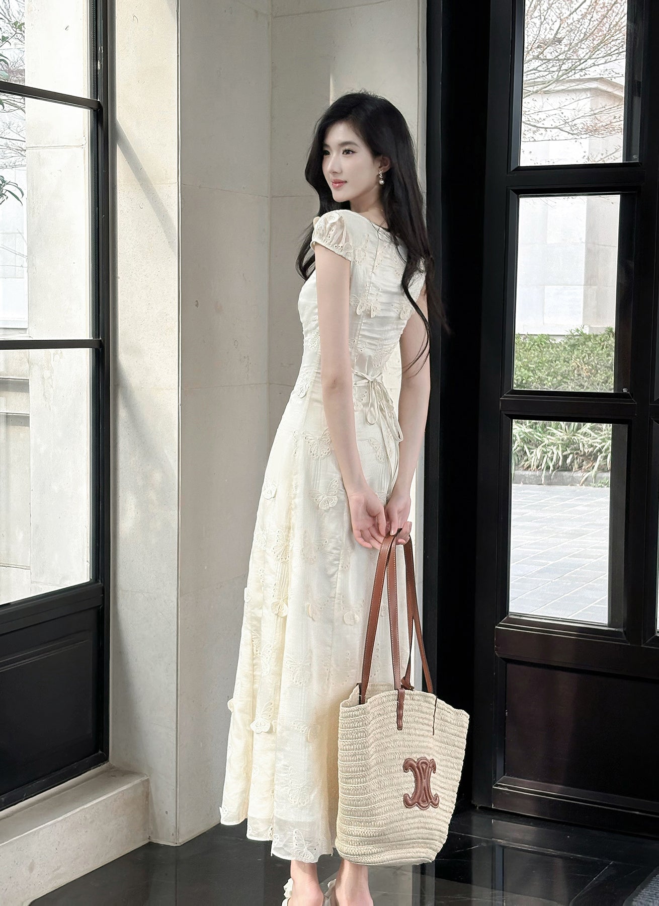 Hollow Butterfly Embroidery Dress French Summer Vacation Waist Gentle Dress ED02249