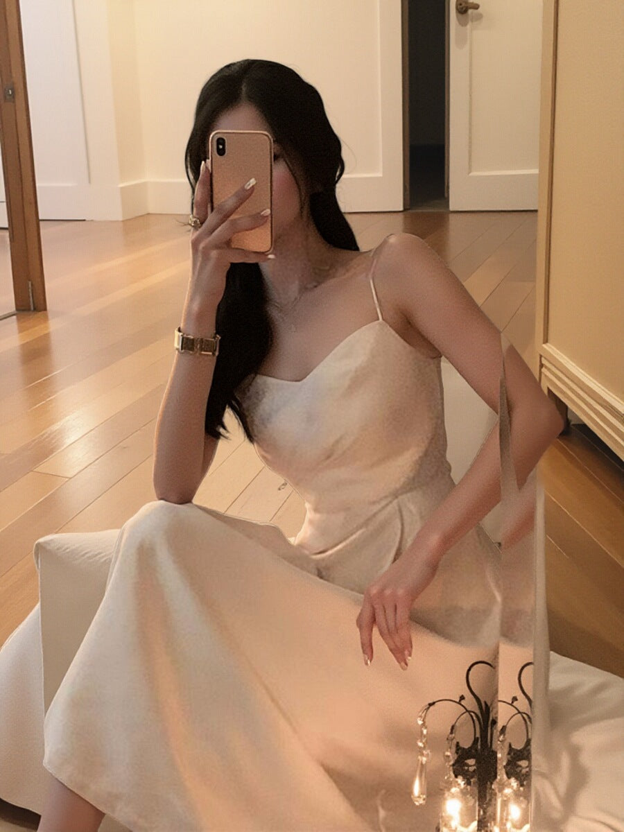 French Satin A-Line Slip Dress ED0226