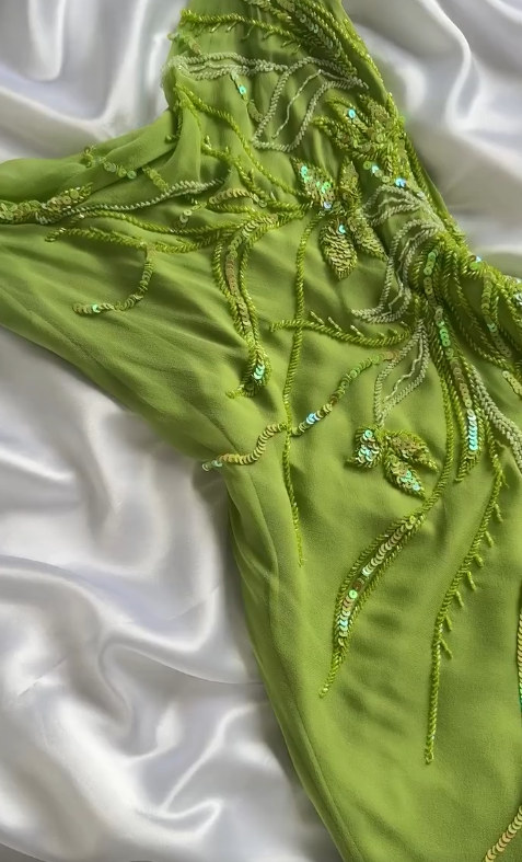 Fairytale Bud Green Sheath Short Prom Dresses Chiffon Beaded Backless Party Dress ED02275