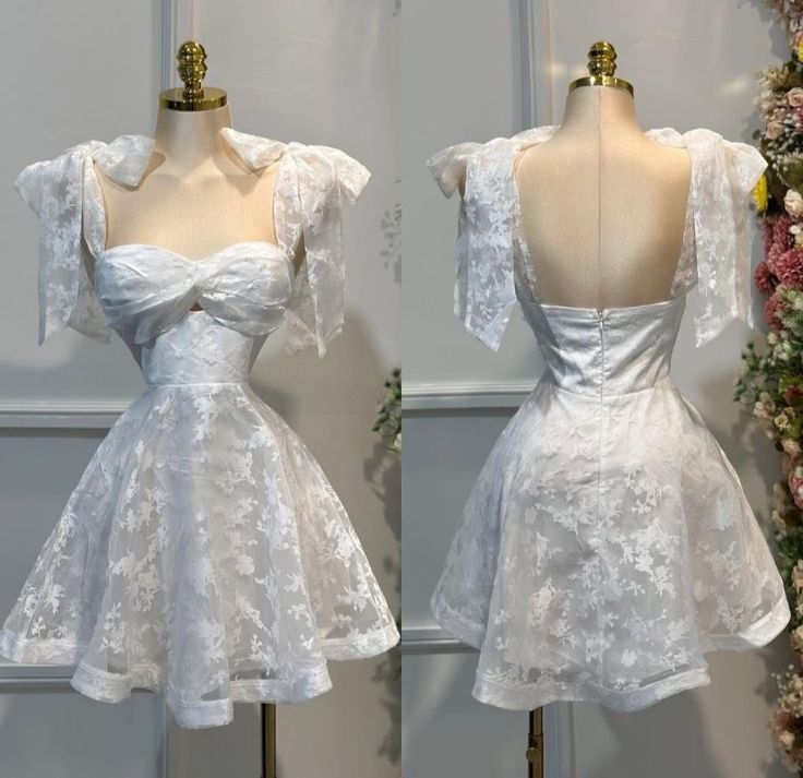 Stunning White A-Line Sweetheart Neck Homecoming Dress Tulle Lace Appliques Open Back Short Prom Dresses ED02395