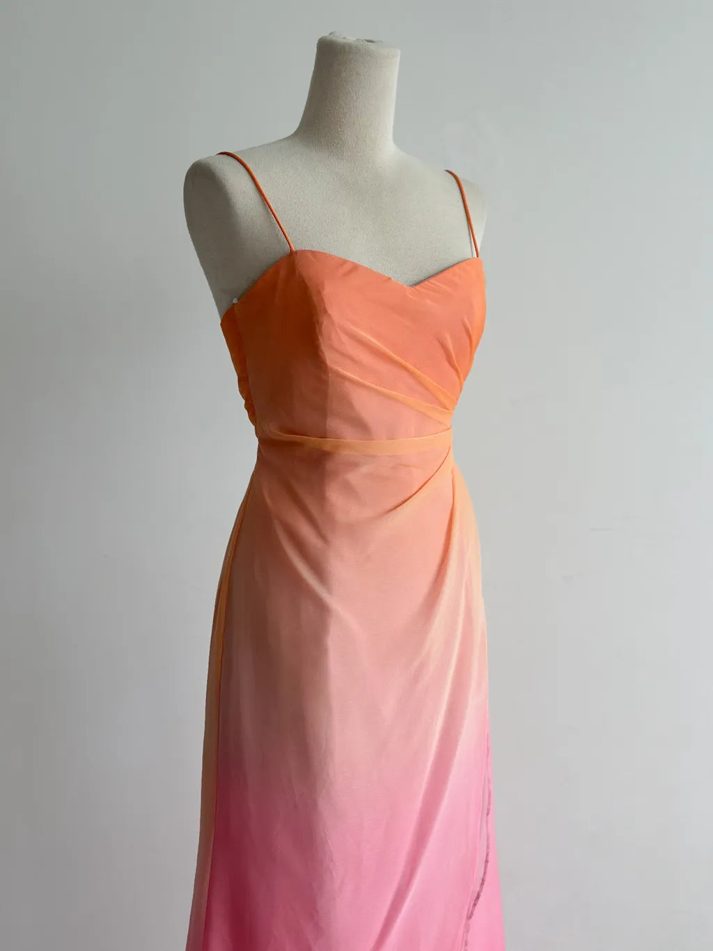 Fairytale Gradient Orange Pink Spaghetti Straps A-Line Chiffon Prom Dresses Y2K Evening Gowns ED02463